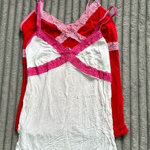 Vintage PINK Camis: Vibrant Red and Pink & White and Fuchsia
